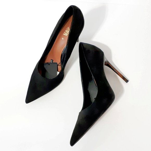 Zara Shoes - *Sold* NWT Zara black faux suede tortoise shell high heels, 42